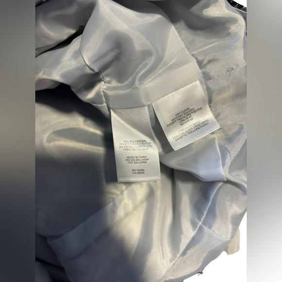 VTG 90s Black Gray Metallic Brocade Floral Sheath Dress Topper Jacket. SZ 14 - Picture 16 of 16